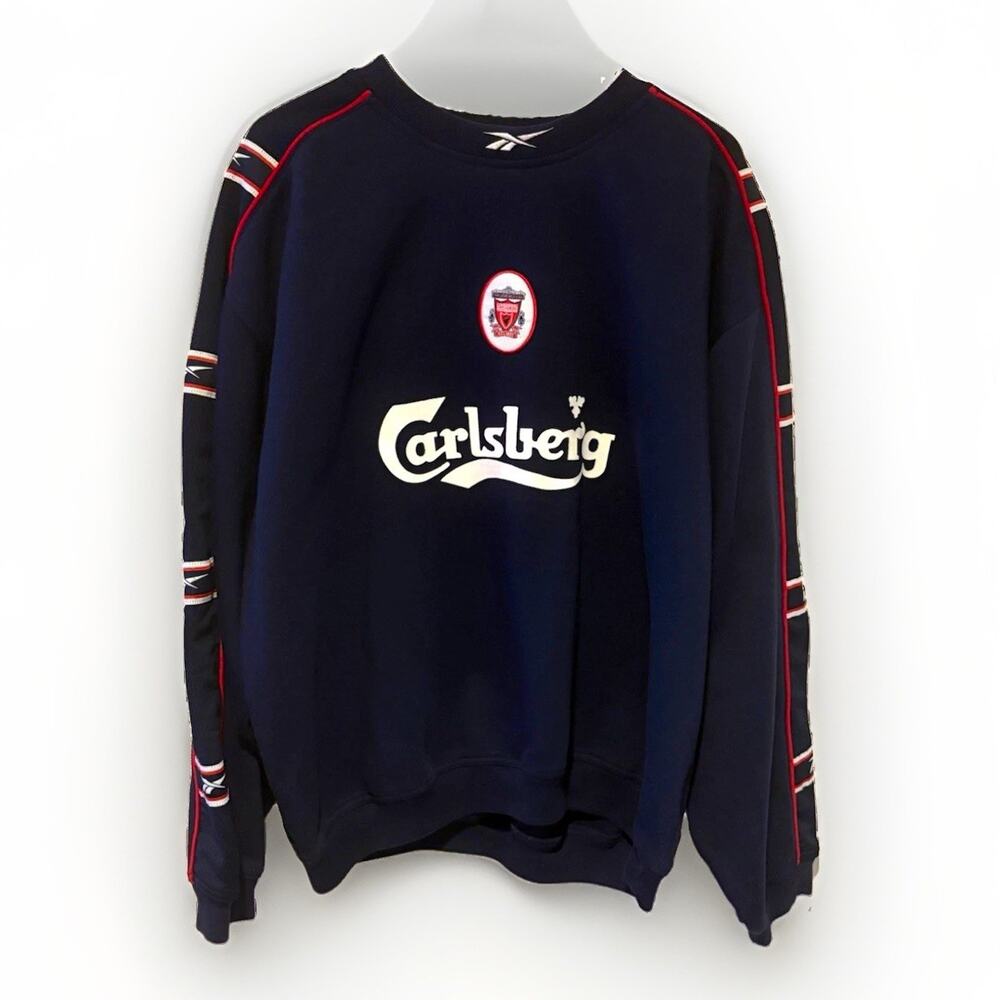 Vintage Liverpool FC Carlsberg Pullover Sweatshirt Mens XL Navy Crewneck 90s